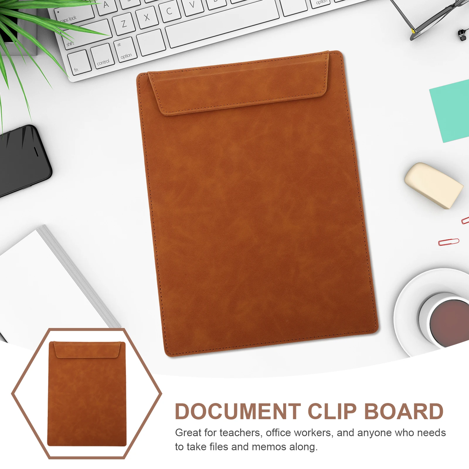 

Sign-up Clip Board A4 Brown Portable Writing Pad File Folder Clipboard Office Document Clip Writing Support Board