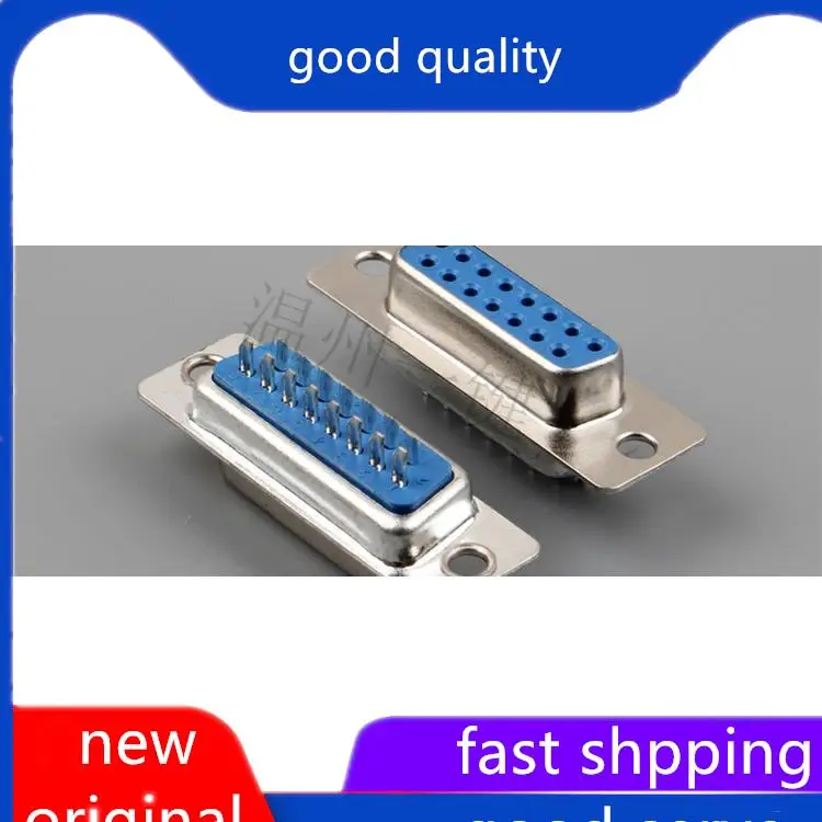 

10pcs original new 2 rows of DB15 blue rubber female welding plugs with 180 degrees plastic casing serial port VGA connectors