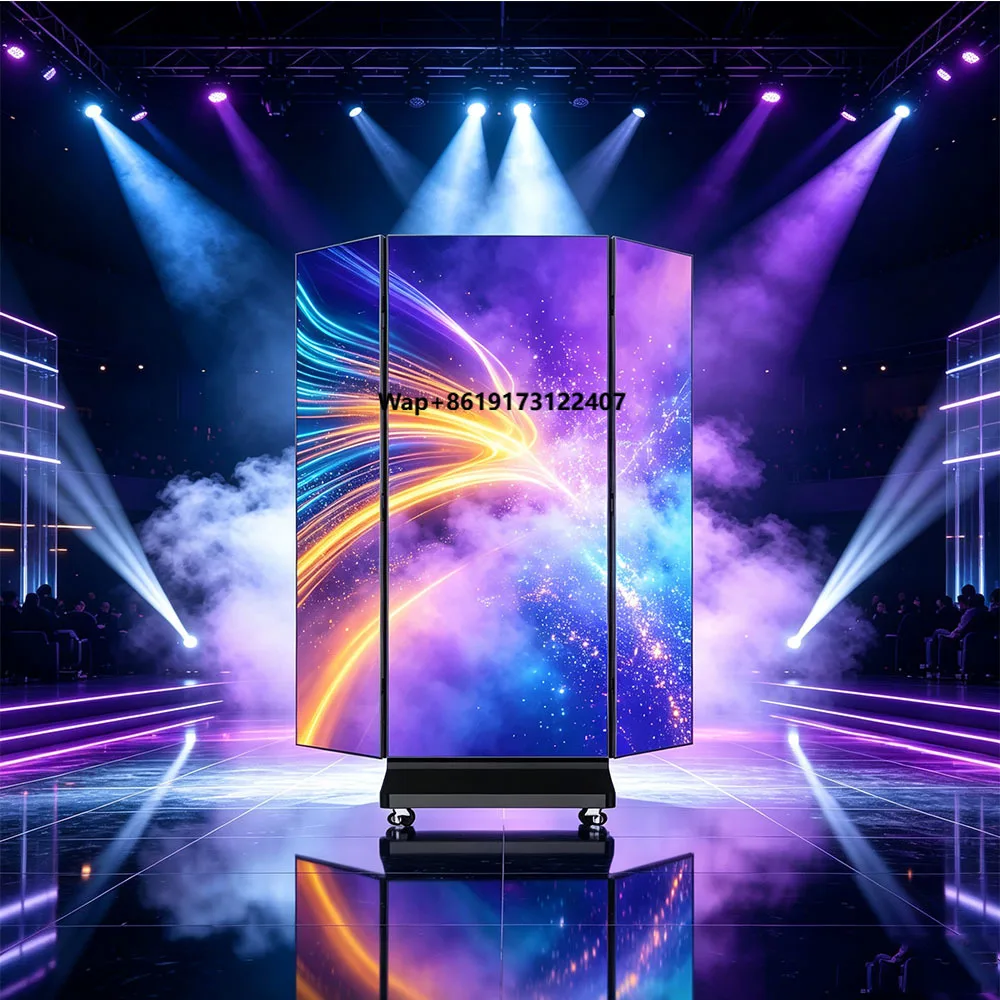 P2.5 Foldable LED Digital Poster Signage Freestanding Advertising Display With Wheels for Event Conference Exhibition