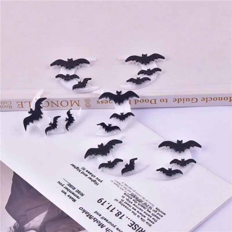 10pcs/pack Bat Moon Acrylic Charms for DIY Jewelry Making  Bulk Items Wholesale 36*34mm