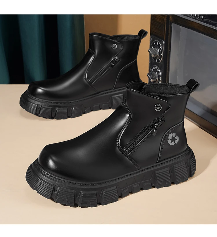 Herren-Freizeitstiefel mit hohem Schaft und seitlichem Reißverschluss, atmungsaktiv und bequem für Outdoor-Sportarten, Wandern und Trekking. – Detail 17