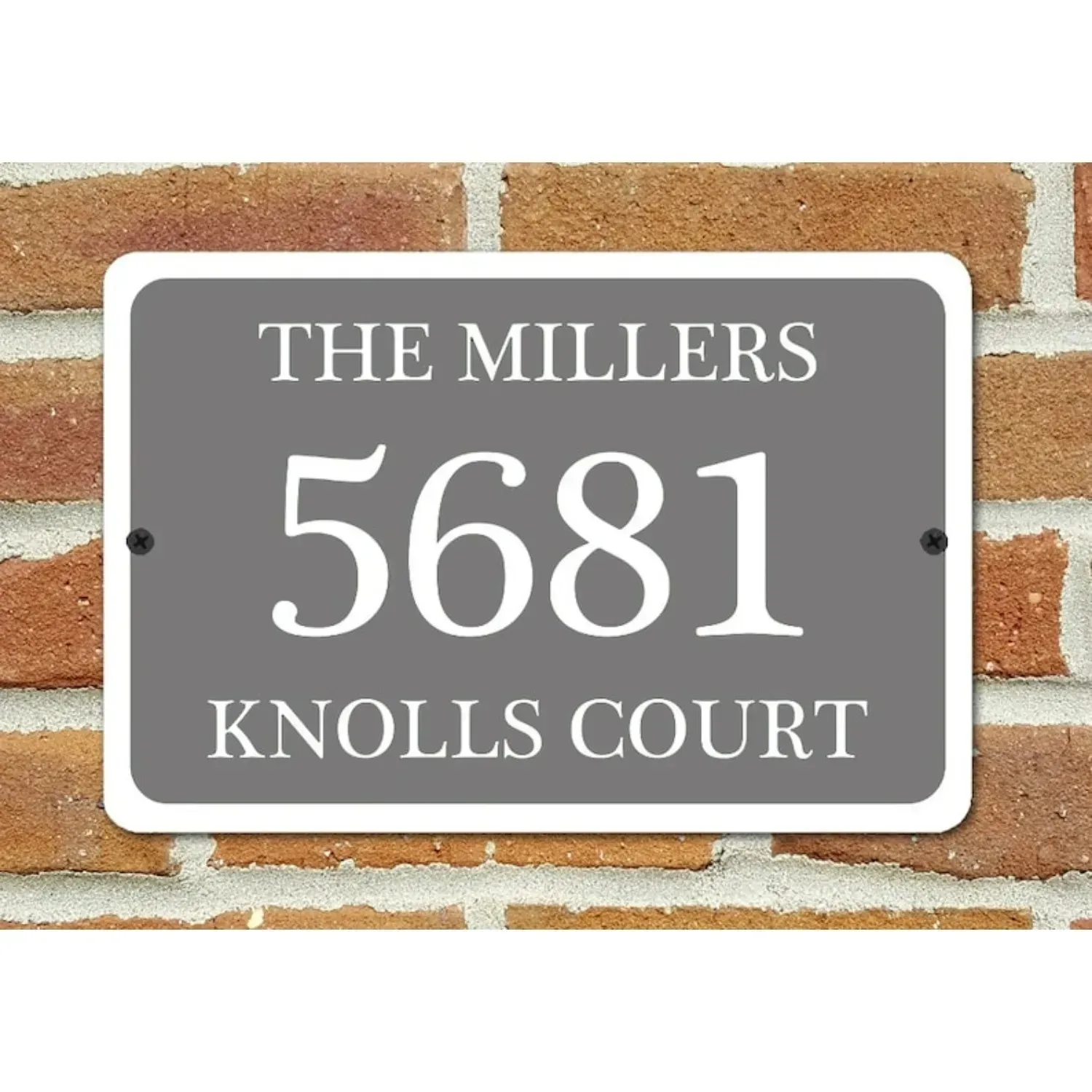 1pc Customizable 2D Flat Grey House Number Metal Plaque, Personalized Family Street Address Wall Ornament for Home (Decor Only)