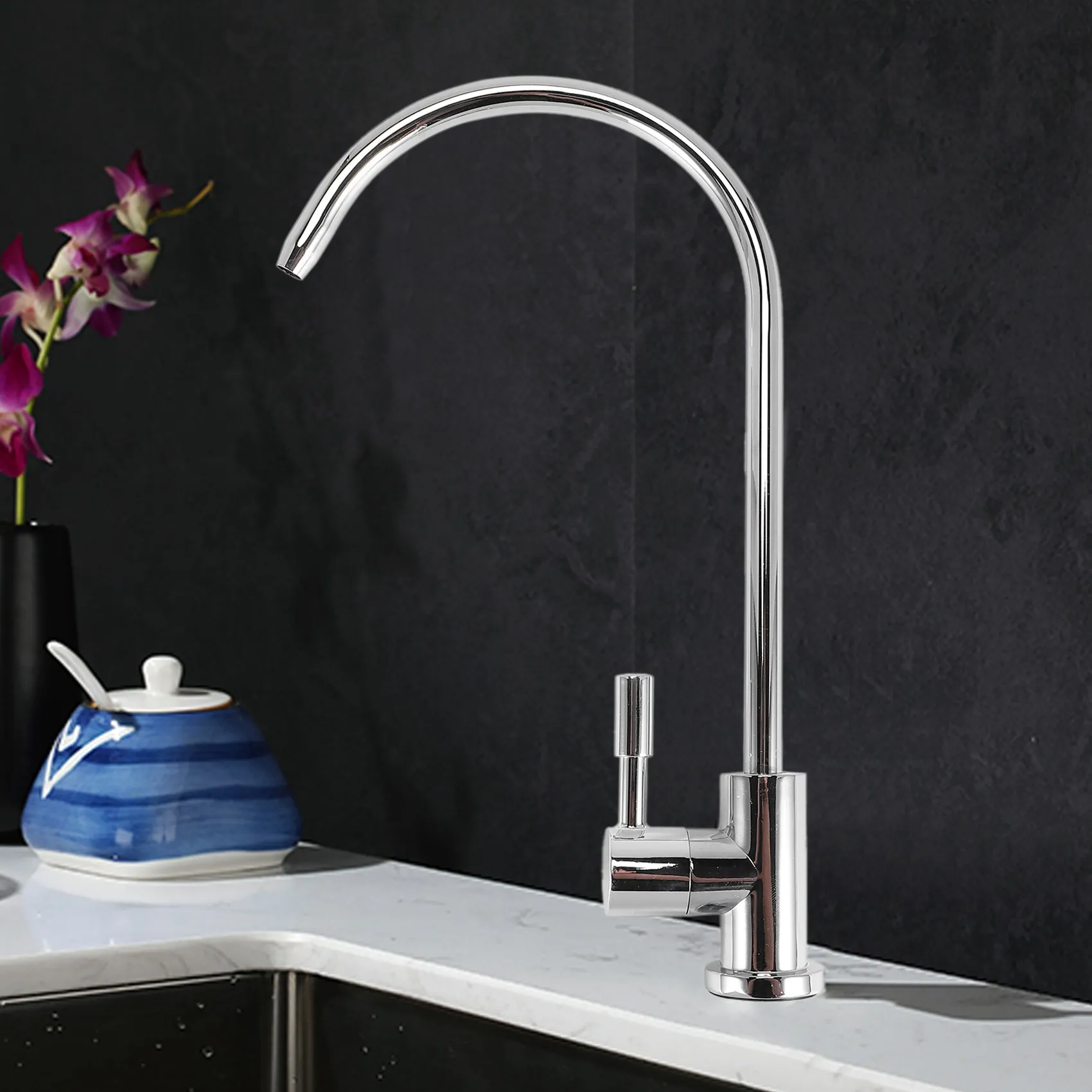 ABJY-1/4 بوصة كروم صنبور تصفية مياه الشرب التناضح العكسي بالوعة المطبخ الحنفية