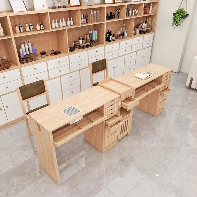 طاولة أظافر ريترو بسيطة مع أدراج تخزين طاولة أظافر عصرية أنيقة مع تصميم مجمع الغبار أثاث Muebles Manicurista #6