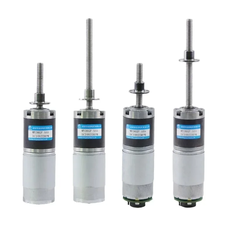 36-555 DC Gear Motor M8 Thread Shaft 12V 24V Low Speed High Torque Reduction Gearbox Motor for Robot DIY Smart Car Model Machine