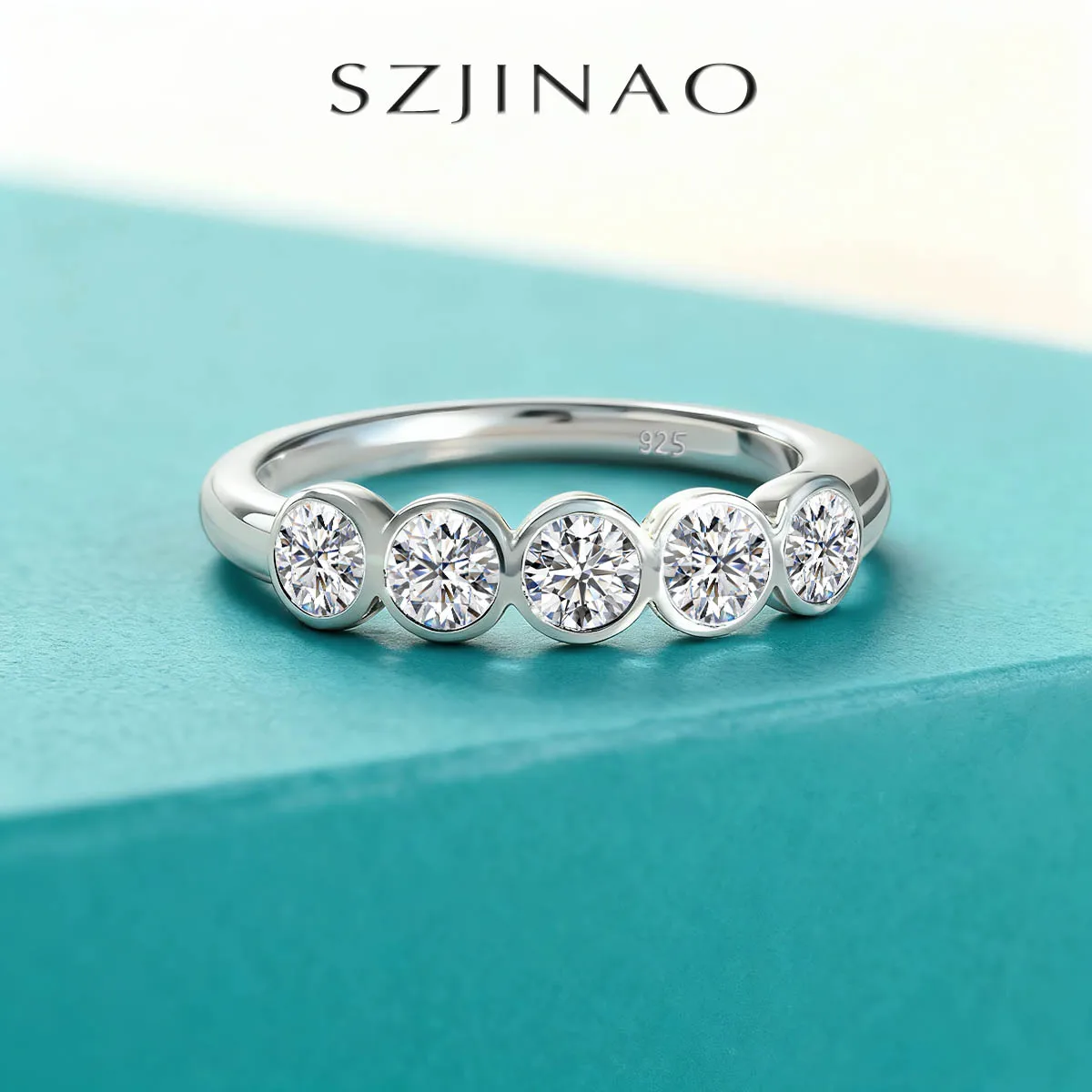 

Кольцо с пузырьками из муассанита 5 камней, круглое бриллиантовое кольцо 3/3,5 мм D VVS1, лабораторное бриллиантовое кольцо, серебро 925 пробы для женщин, рождественские подарки, ювелирные изделия