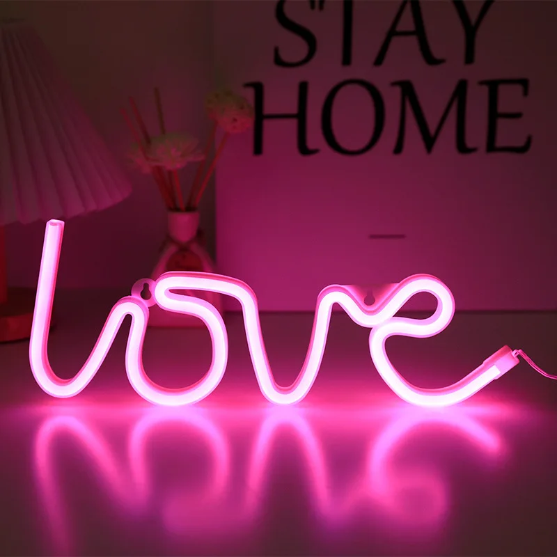 LOVE neon light, USB/alimentato a batteria, proposta regalo romantico di san valentino, luce per l\'atmosfera di nozze, decorazione della parete di