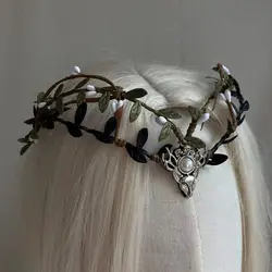 Reign Of The Enchanted Forest Tiara Woodland Deer Crown Elven Headpiece Festival Fairy Crown Fairycore Renaissance Cosplay