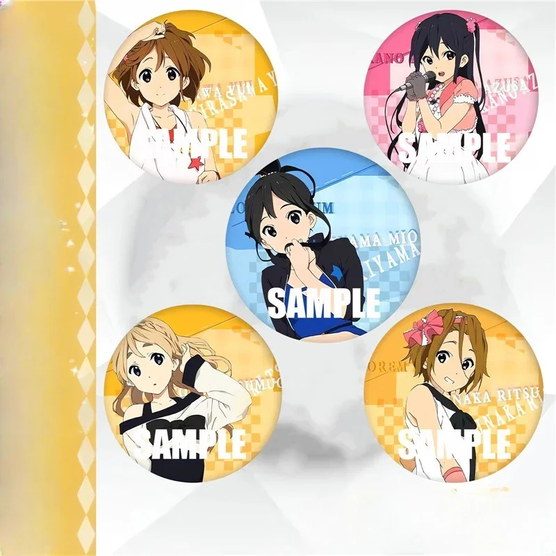 5.8cm Cartoon Lovely Brooches Hirasawa Yui Akiyama Mio Kotobuki Tsumugi Figure Badge Fashion Enamel Pin Accessory Friend Gift