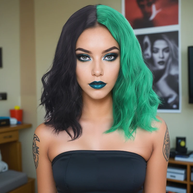 

Wig female internet celebrity style dual-color vibrant short curly hair fashion trend wig Synthetic fiber wig