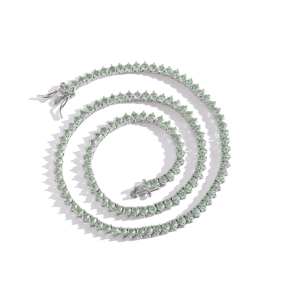 european-american-style-3mm-3-prong-setting-green-zircon-tennis-chain-hip-hop-jewelry-trendy-unisex-accessories