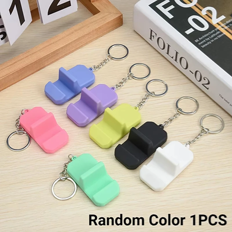 Key Ring Cell Phone Mini Holder PVC Material Outdoor Portable Desktop Cell Phone Holder for Any Model of Cell Phone