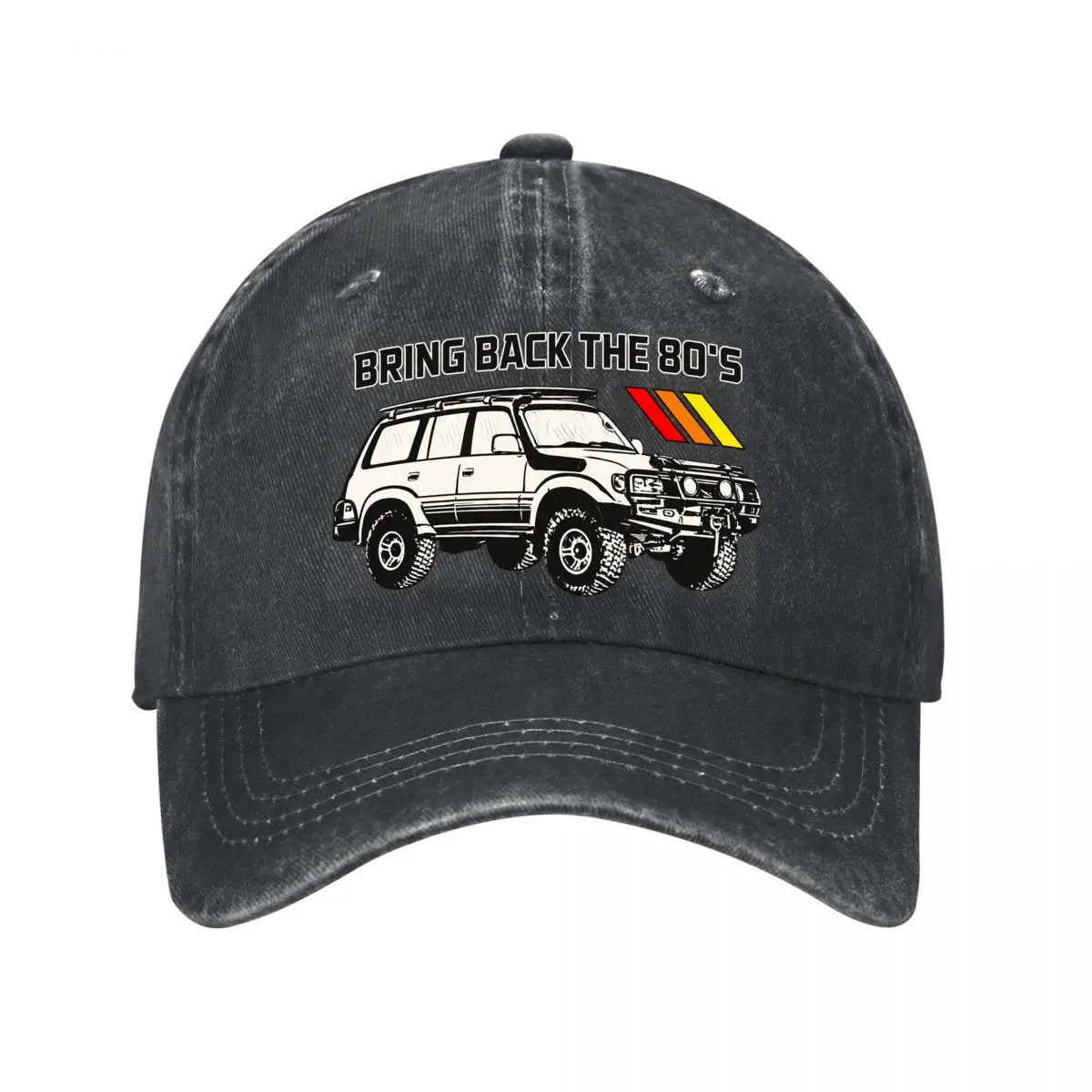 Bring Back The Eighties Retro Off Road Vehicle Graphic New Vintage Washed Cotton Baseball Cap Sun Hats