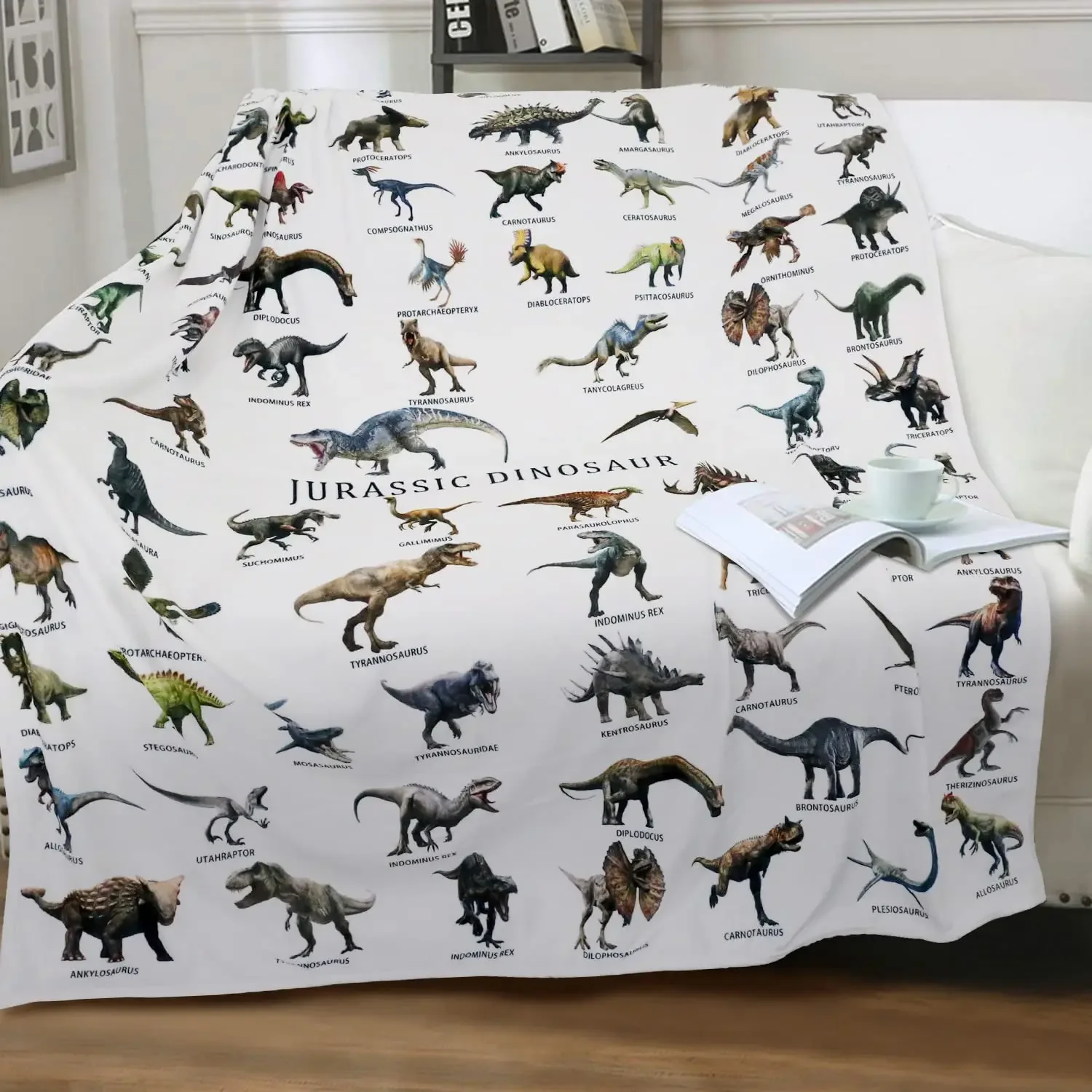 

Dinosaurs Blanket for Boys Girls, Animals Kids Throw Blanket Gift for Child,Fluffy Cozy Soft Lightweight Blankets for Bed Office