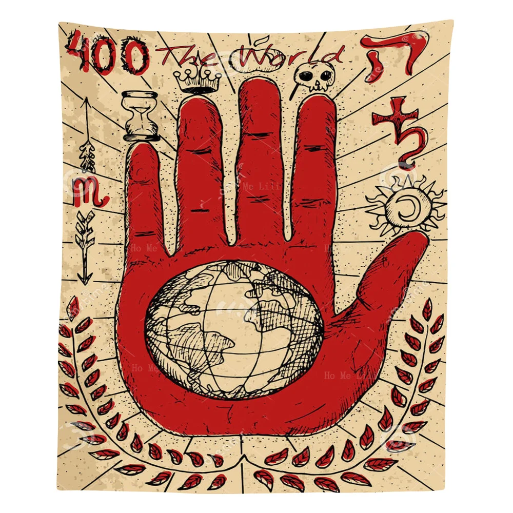 Fortune Teller Hands Retro Hand Painted Carvings Tapestry By Ho Me Lili For Livingroom Decor