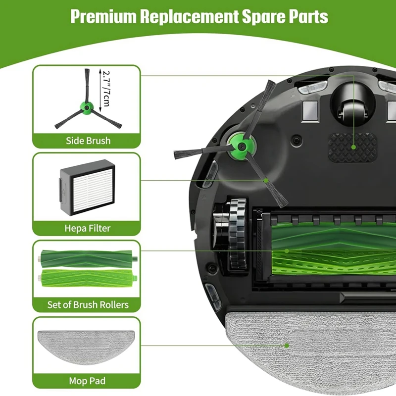 Replacement Parts For Irobot Roomba Combo I5/I5+/J5/J5+,Accessories Main Side Brush Hepa Filter Mop Cloth Pads