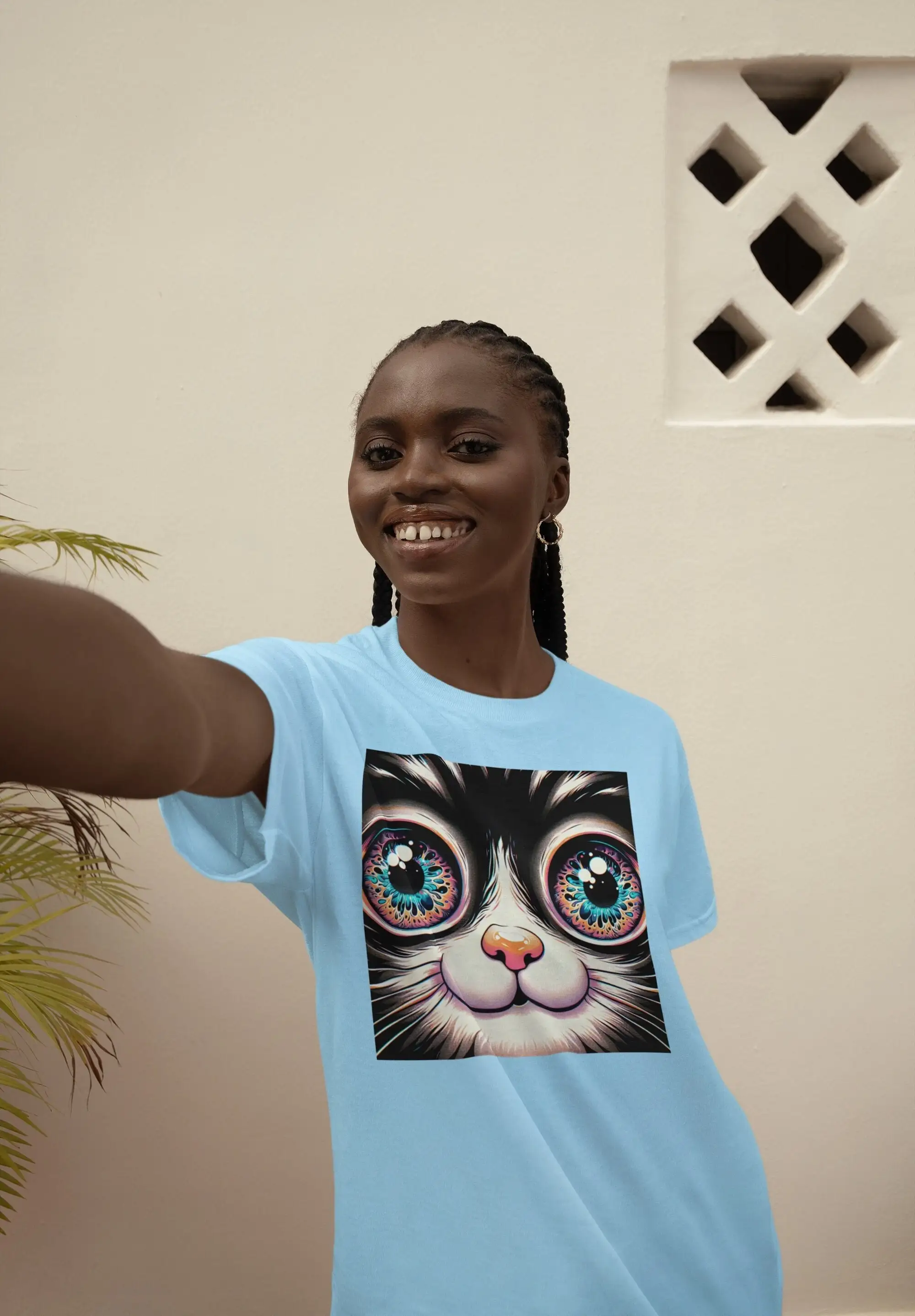 Kooky camiseta de gato con ojos psicodélicos para amantes de los animales, camiseta divertida de Kittie, Bday Crazy Person