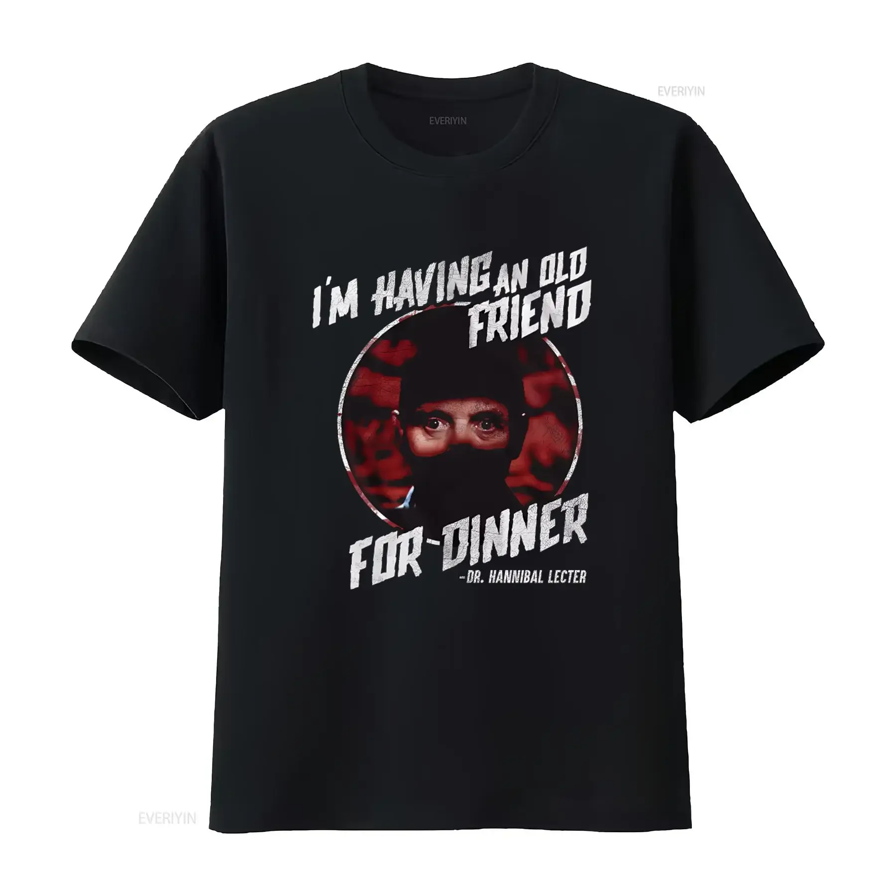 Футболка The Silence Of Lambs Dr Hannibal Lecter Friend For Dinner, черная, для взрослых, винтажная, с эффектом потертости, унисекс, повседневная, стильная