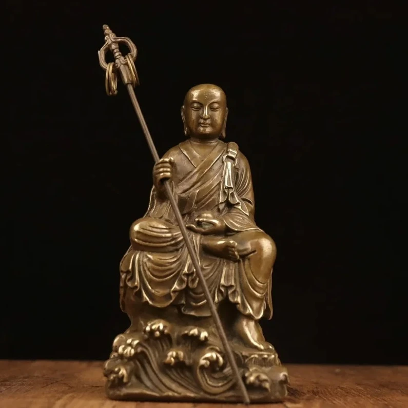 Brass Ksitigarbha Buddha Statue Ornament Ksitigarbha Bodhisattva Statue Copper Statue Zen Living Room Home Furnishing Home Buddh