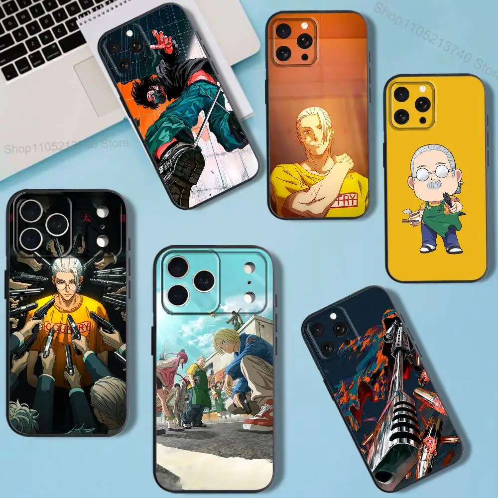 

S-Sakamoto Days-ES Anime allover print Phone Case For iPhone 11,12,15,16,17,13,14,Pro,Max,Plus,E,Mini,Air,SE4 Black Soft Cover