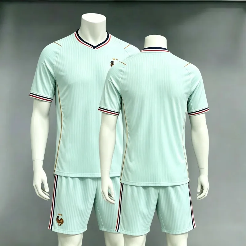 Ensemble de maillot de football extérieur de l'équipe de France pour hommes, respirant et à séchage rapide, avec short, uniforme 2 étoiles pour les fans