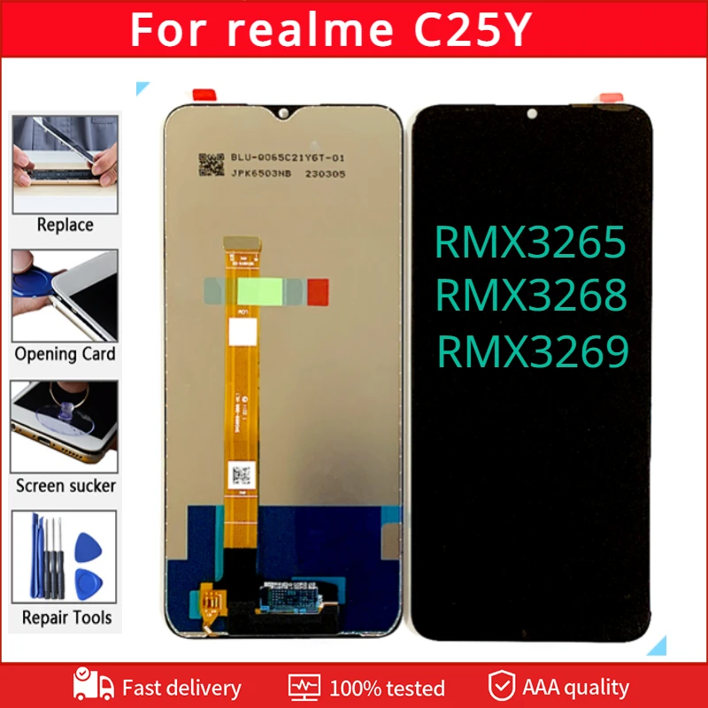 

6.5" IPS For Realme C25Y RMX3265 RMX3268 RMX3269 LCD Display Touch Screen Digitizer Assembly Replacement Parts