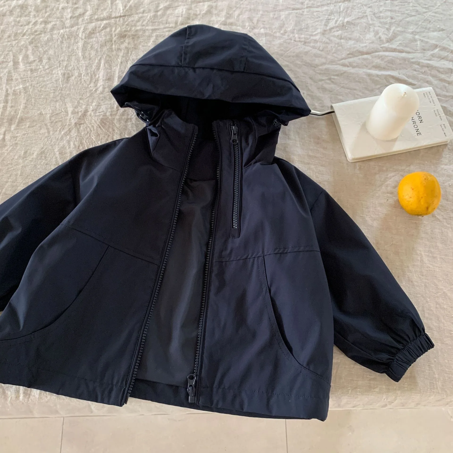 

Children Outerwear 2025 Autumn Boys Double Zipper Hooded Jacket Baby Children Casual Top Children Assault Jacket Trend