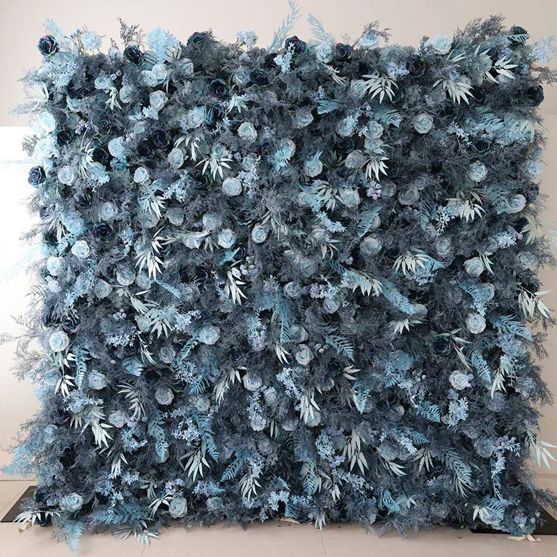 

Hot Sales 3d Roll Up Floral Walls Backdrop Artificial Silk Flower Wall Panel For Wedding Decor Party Decorations