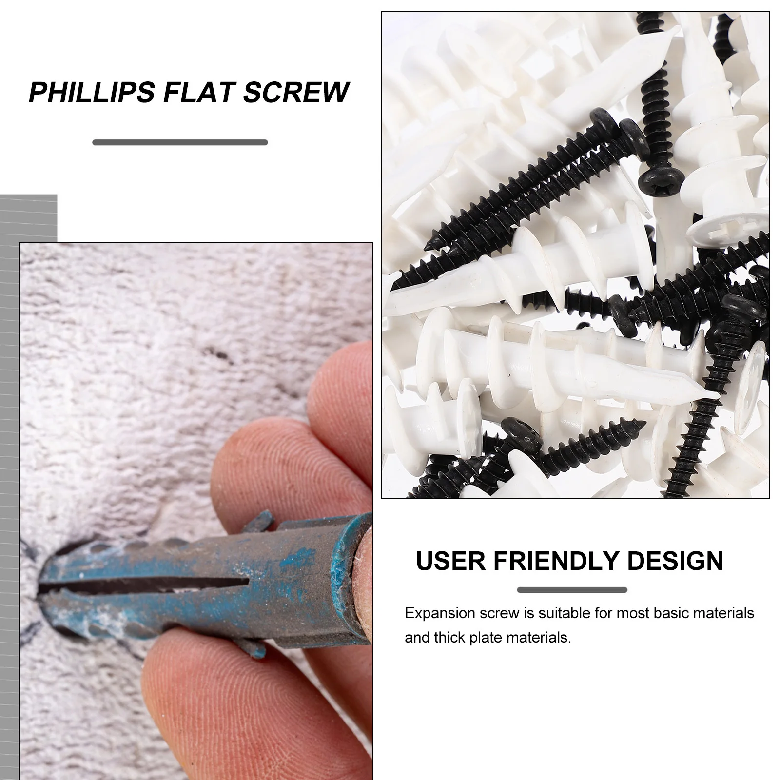 

100pcs Plasterboard Plug Fixing Screw Hollow Wall Anchors Heavy Duty Expansion Screws For Thick Materials Light Compact Portable