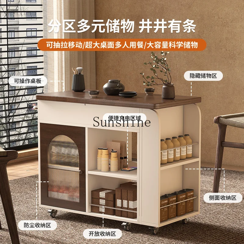 French retro style solid wood retractable folding coffee table removable living room home sofa