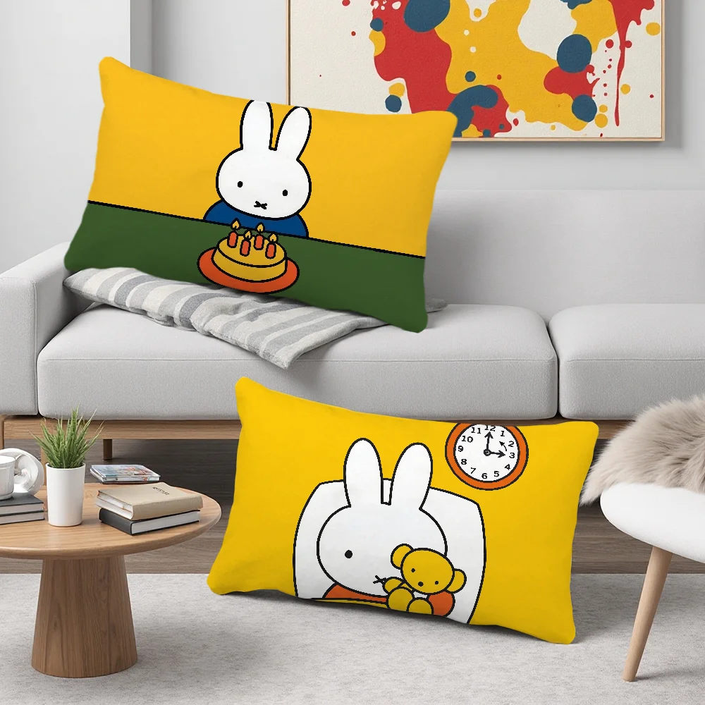 Cartoon Bunny Kawaii Fun M-Miffy Cushion Cover Rectangle Pillowcover Home Sofa Living Room Dorm Bedside Hogar Pillowcase Gift