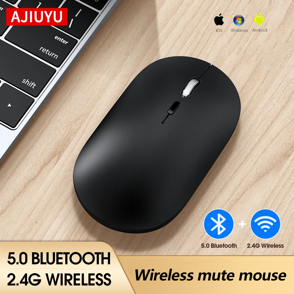 Wireless Mouse Dual Mode USB Rechargeable Silent Ergonomic Bluetooth Mouse For Computer Laptop PC iPad Multi-Device Connection