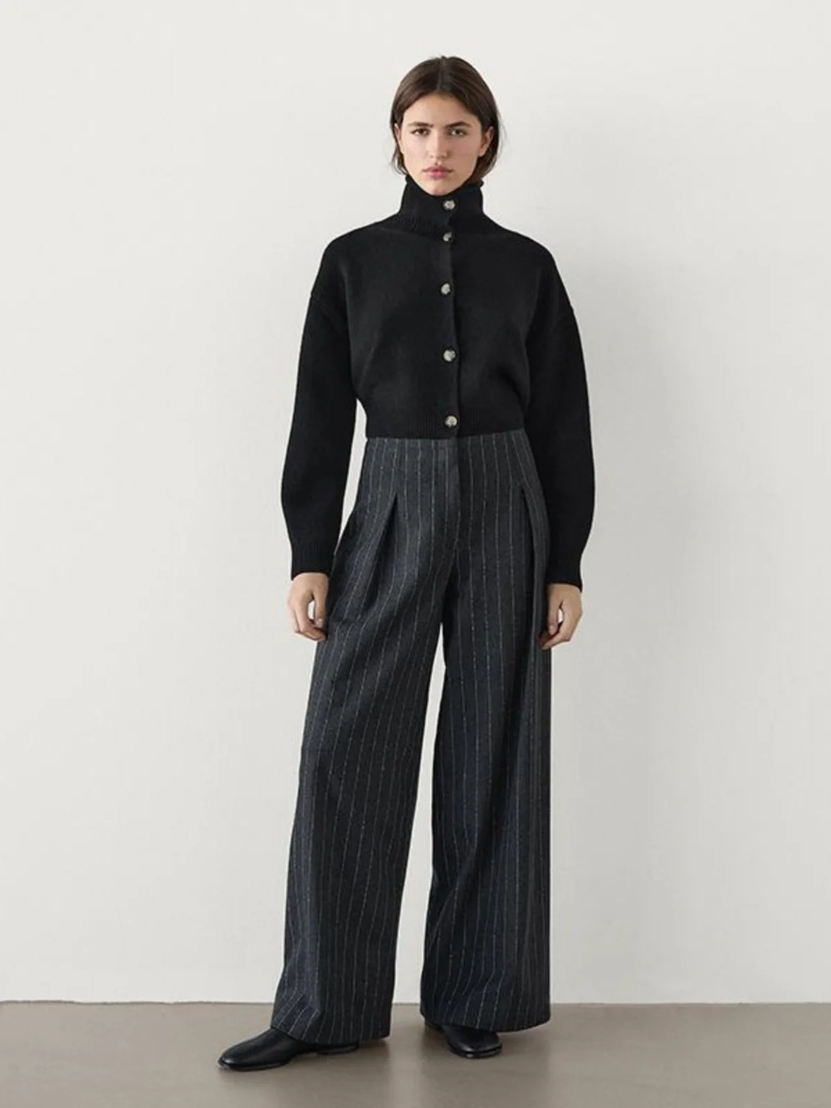 

Bla High Collar ort Knitted Cardigan Coat MD Women's Autumn Winter New Lazy Casual Sle mat Faion Outerwear