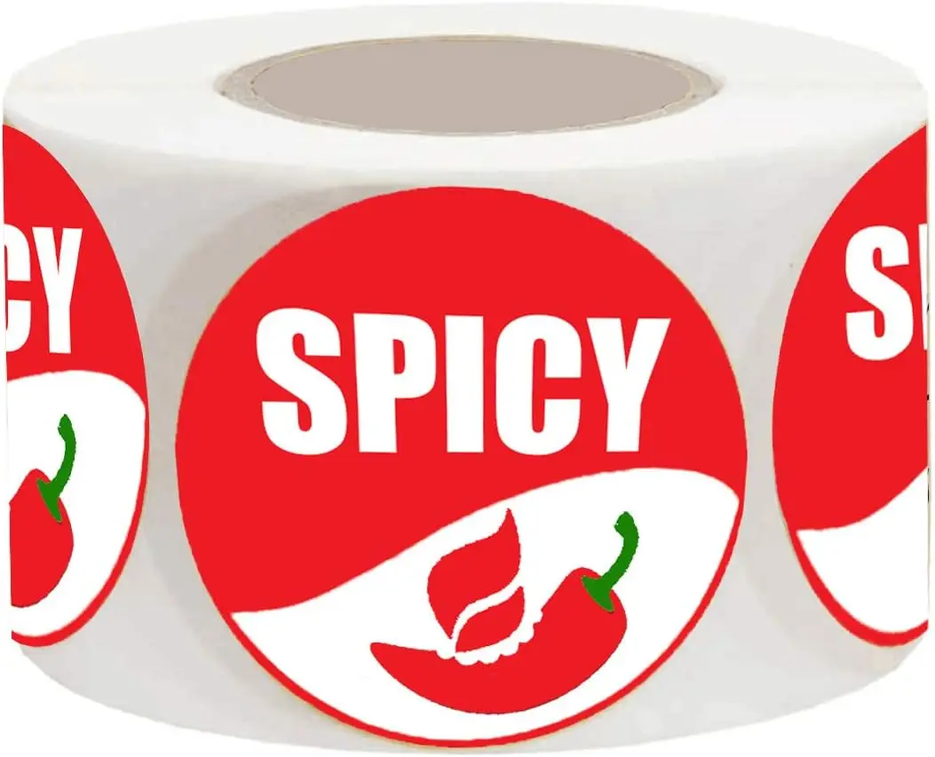 

1.5inch Spicy Stickers Grocery Store Food Warning Spicy Labels Adhesive Stickers for Small Supermarkets in Snack Shops 500pcs