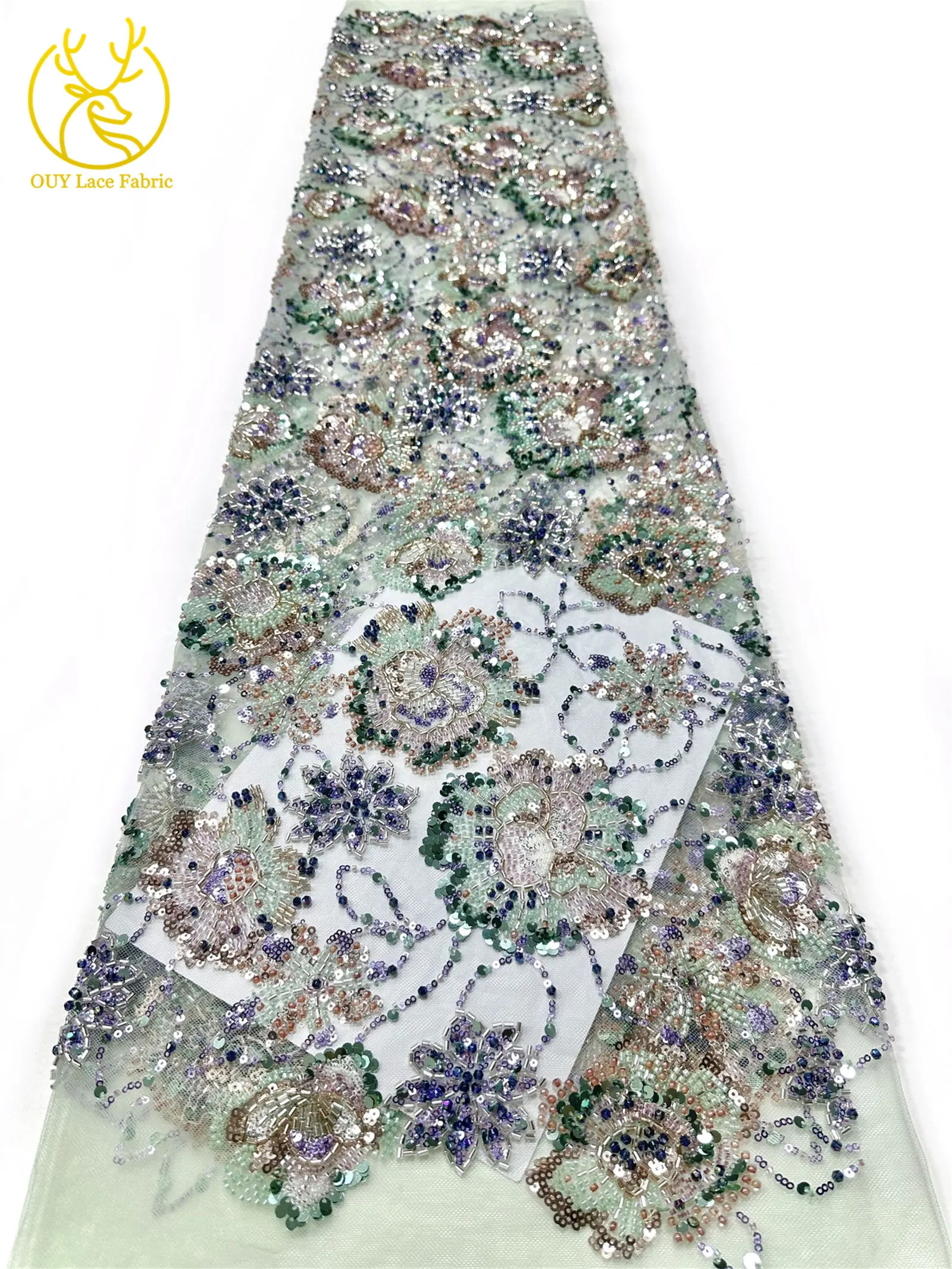 Luxuriöses High-End Nigerianisches Damen-Partykleid für Abschlussball 2026, Afrikanischer Bräutigam-Stickerei-Perlen-Spitzenstoff, Französische Pailletten-Spitze – Detail 23