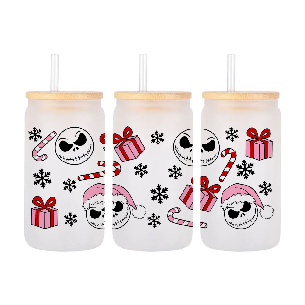11x24cm Disney Nightmare Before Christmas UV DTF Sticker Waterproof Jack Skellington Decal for Glass Cup Tumbler DIY Craft Gift