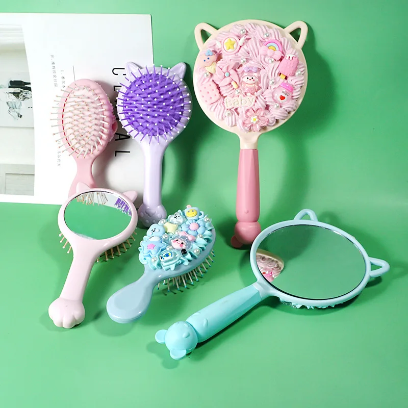 Terbaik kantong udara portabel kecil sisir cermin diy simulasi krim lem bahan aksesoris makeup anak perempuan