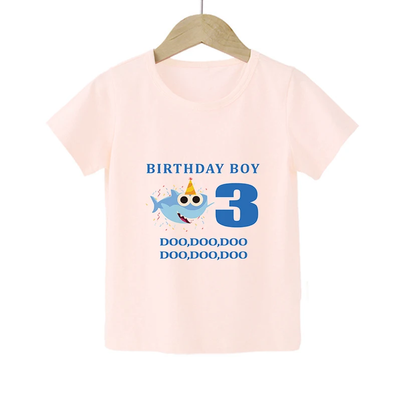 Summer Baby Boys Birthday Party Clothing Casual Fashion Children\'s Clothing Shark Baby Digital Printed Short sleeved T-shirt