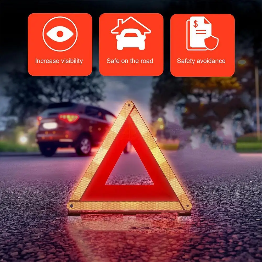 

Standard Emergency Warning Triangles, Reflective Safety Triangles For Vehicles, Roadside Breakdown Hazard Warning Triangle Kit