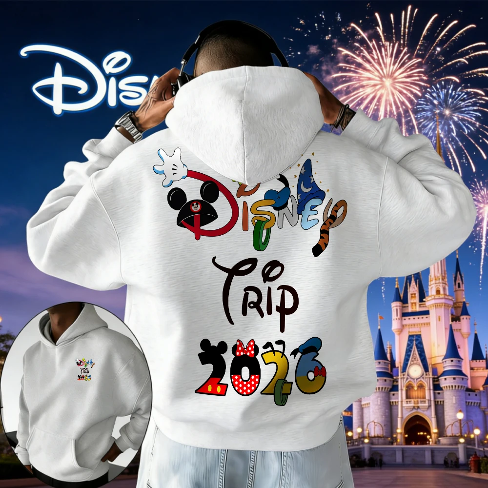 

Осень/зима 2026, толстовка с рисунком замка Микки Диснея, мужская модная уличная хлопковая теплая толстовка, свободное повседневное пальто унисекс