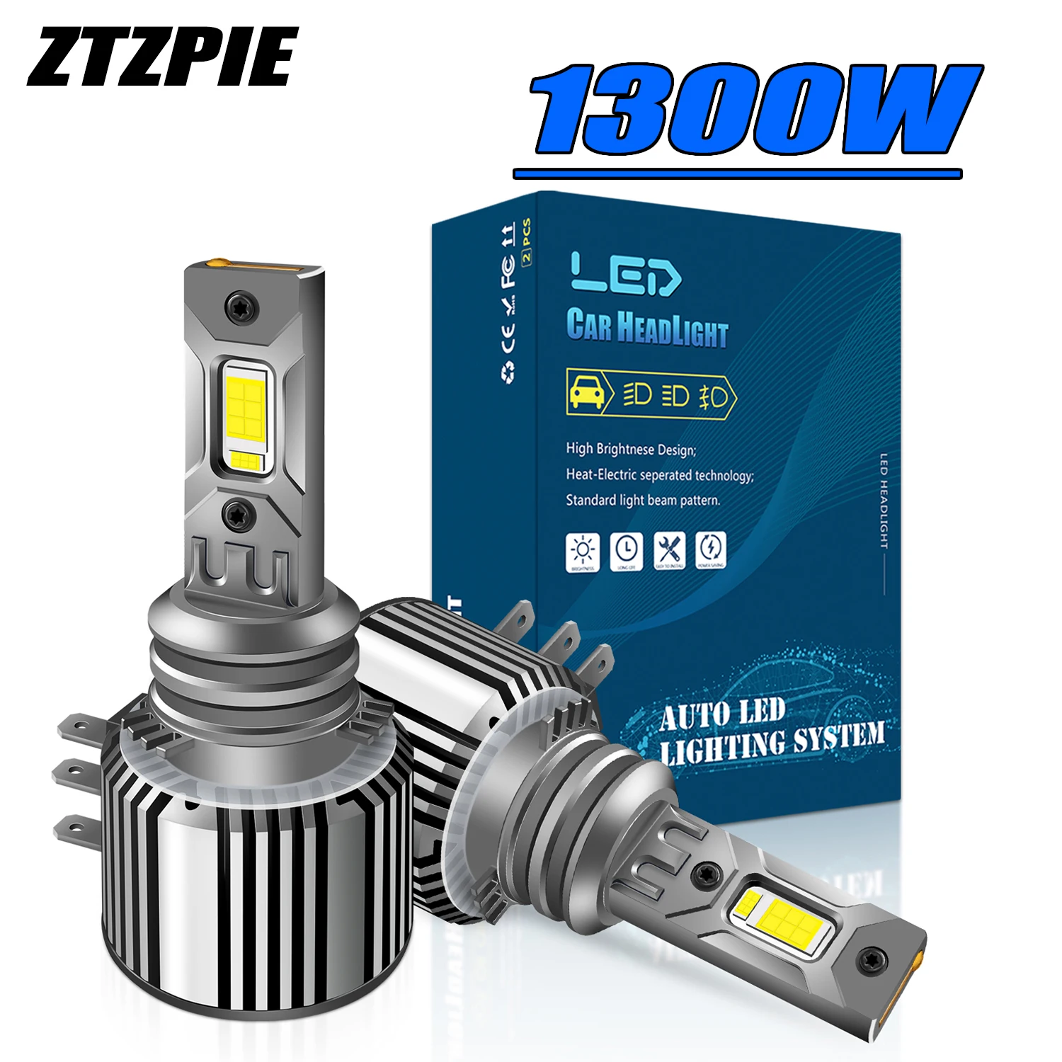 ZTZPIE 900000LM 1300W CSP 3570 CHIP 6000K H15 EMC Canbus Led Headlight For Car Light NO ERROR Bulb 12V Lamp