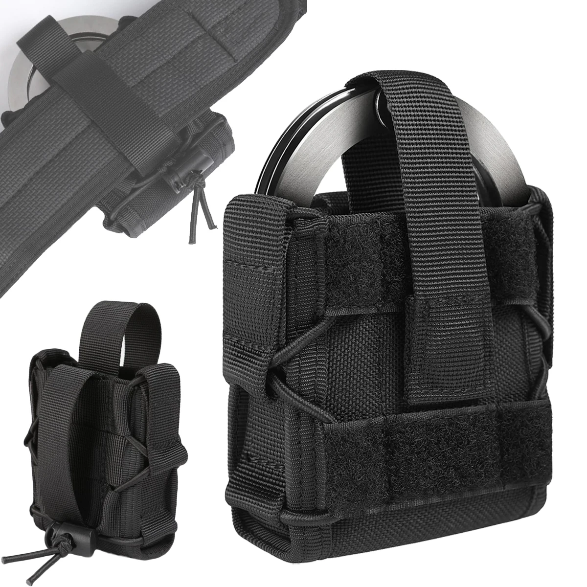 

Tactical Handcuff Pouch, Open-Top MOLLE Handcuff Holster, Fits ASP, Hinged, Chain, Rigid, High-Speed Gear