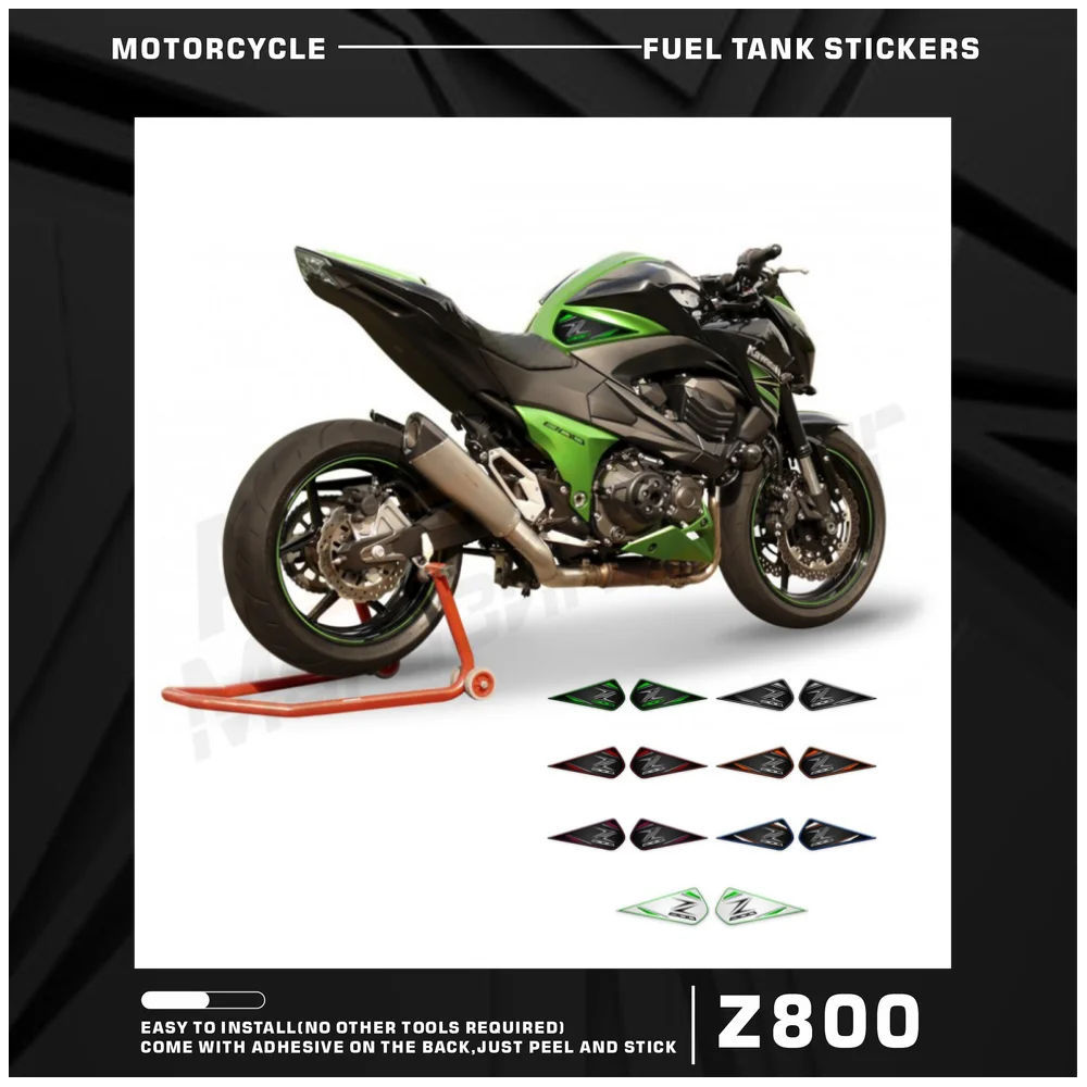

For Z800 Z 800 2013 2014 2015 2016 3D Resin Sticker Fuel Side Gas Stookolie Tank Pad Decorative Protector green