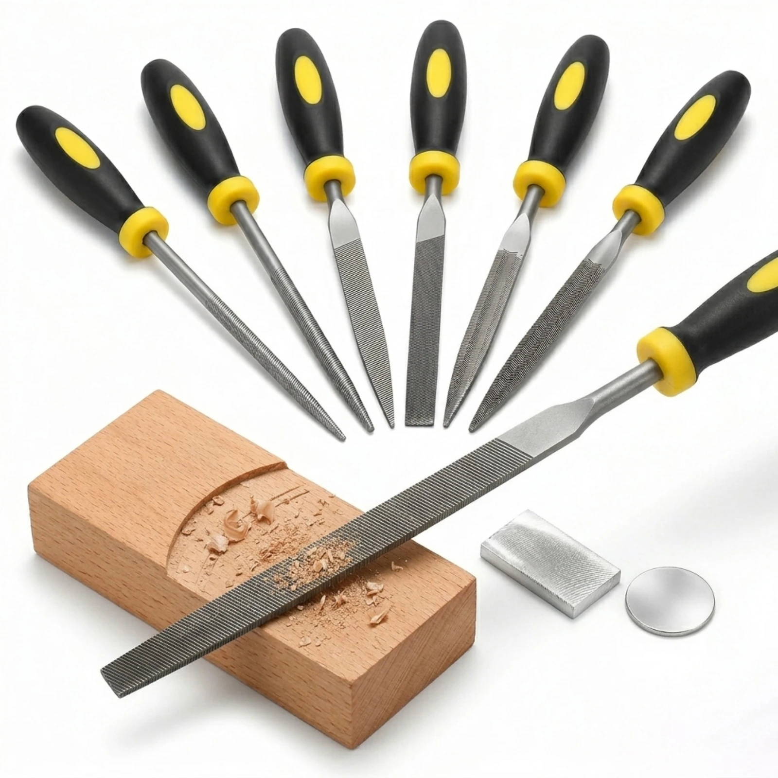 

6Pcs Metal Needle File Set GCr15 Bearing Steel Mini Hand Needle File Tool with Non-Slip Ergonomic Handles for Wood Plastic Model
