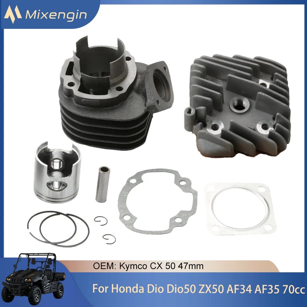 

Motorfiets Cilinder Zuiger Ring Pakking Kit Big Bore 47mm For Honda Dio Dio50 AF34 AF35 ZX50 ZX70 2-Stroke 70cc 1993-2000