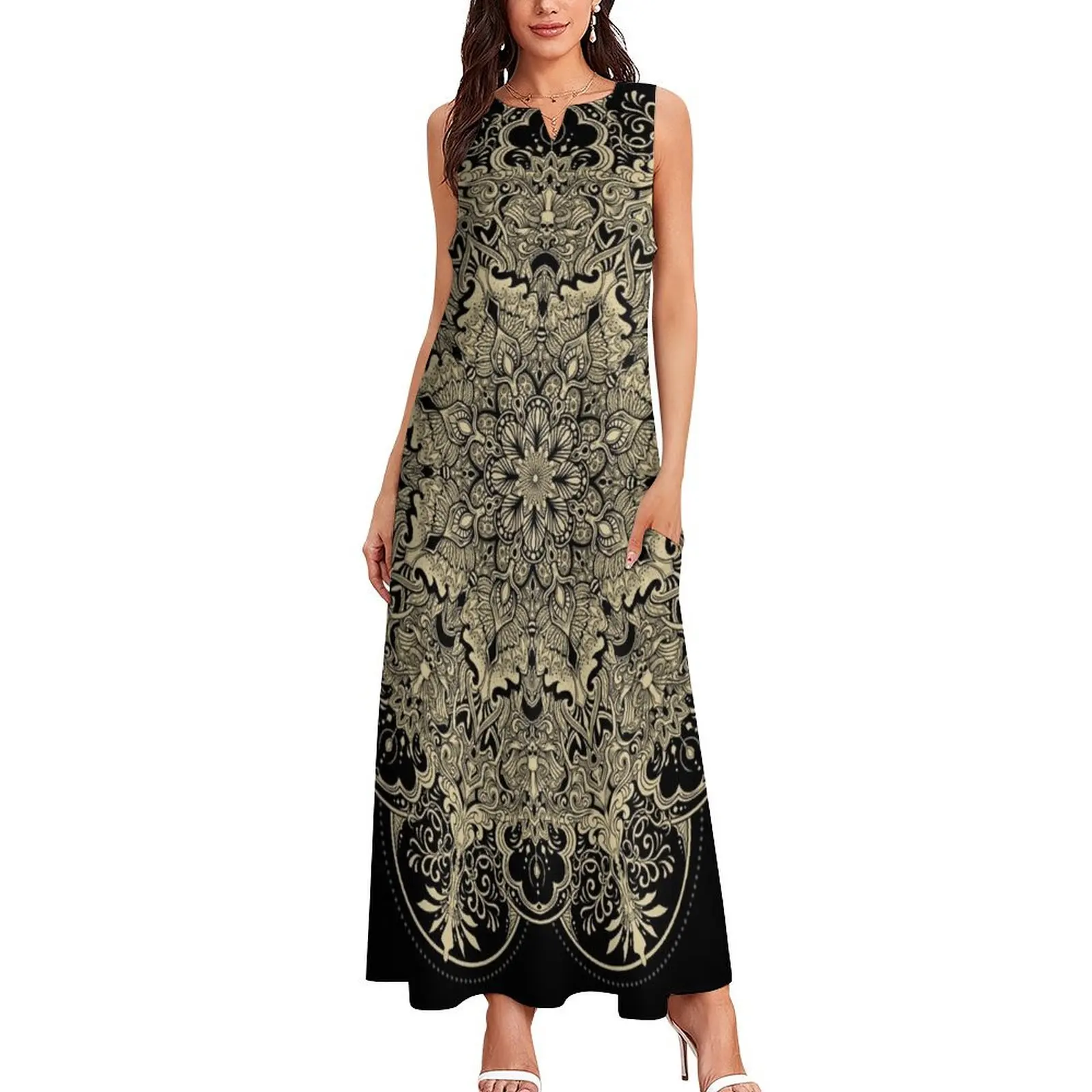 Flower Mandala Long Dress Summer women's clothing Elegant gown Dress