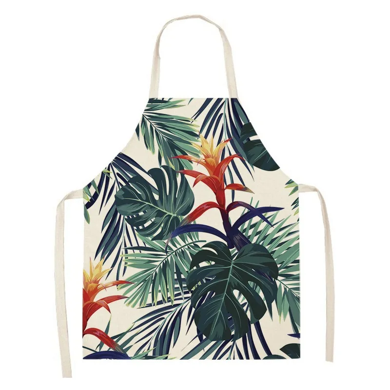 Classic green plant fresh monstera pattern sleeveless apron home cleaning bib kitchen cooking baking apron