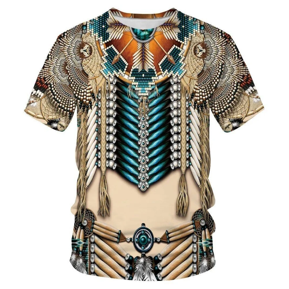 

Fashion Bohemian Style Men's T-Shirt Ethnic 3D Printed Loose Unisex Short Sleeve Outdoor Comfortable Breathable Men's Clothing
