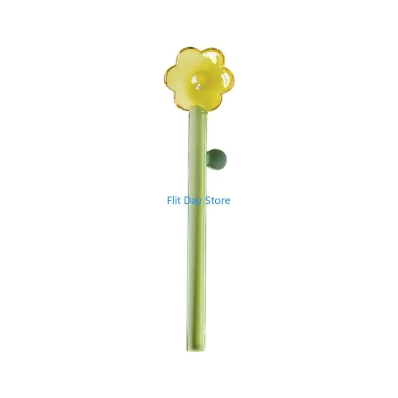 F92C Long Handle Serving Spoon, Decorative Borosilicate Glass Coffee Spoon for Tea Stirring, Table Use and Daily Service