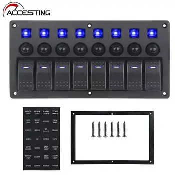 8 Gang Rocker Anahtarı Paneli Jeep Tekne Deniz Araba 12 V 24 V Su Geçirmez Açma-Kapama 5pin 12 v Led Panel Anahtarı Etiket Seti